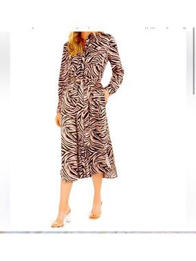 BAR iii x Becca Tilley Zebra Print Belted Long Sleeve Dress Size XS NEW NWOT